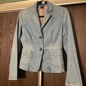 GAP Women's Denim Blazer - Light Blue